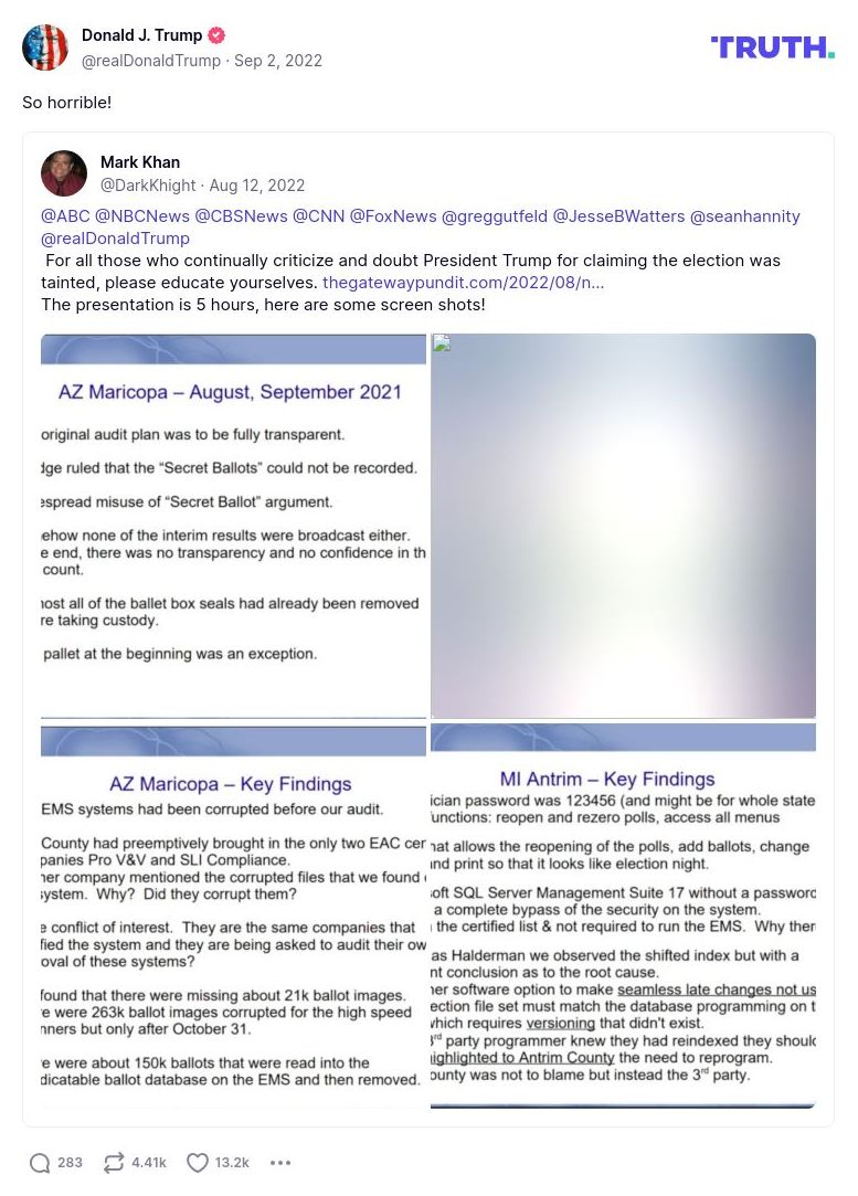 Post image from Donald Trump