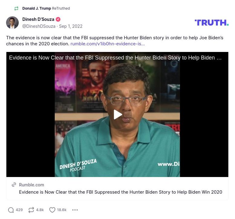 Post image from Donald Trump