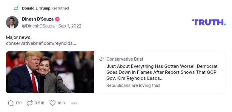 Post image from Donald Trump