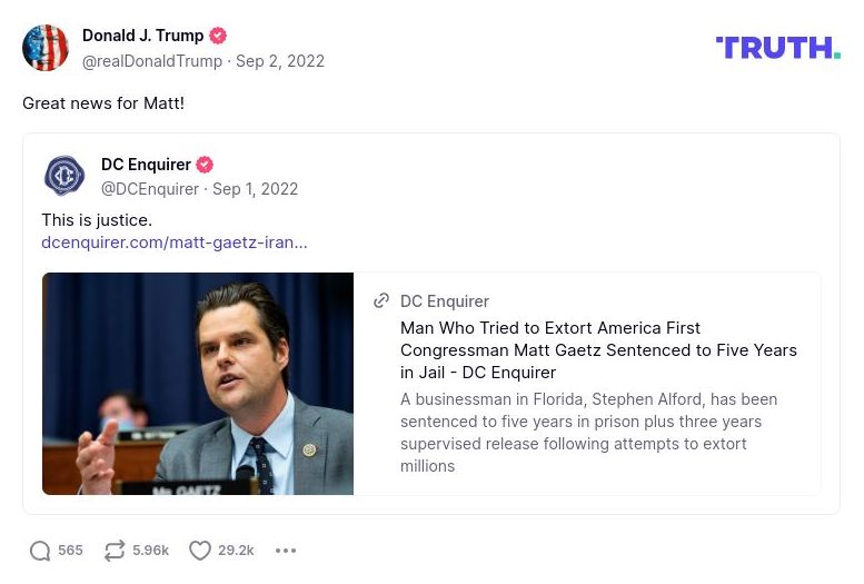 Post image from Donald Trump