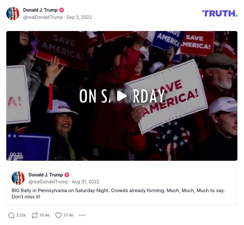 Post image from Donald Trump