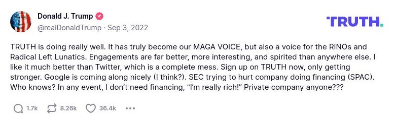 Post image from Donald Trump