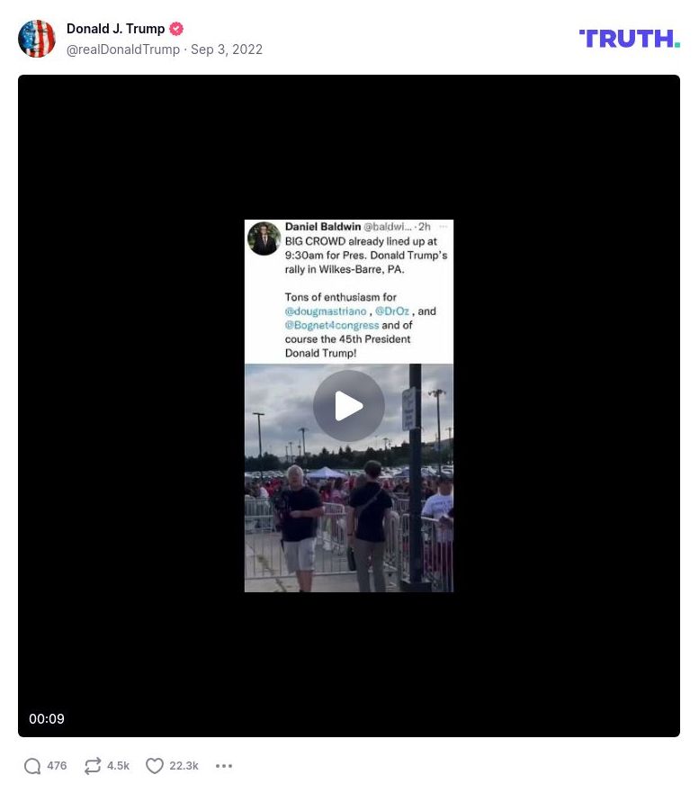 Post image from Donald Trump