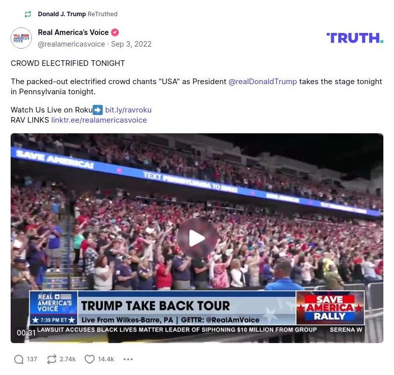 Post image from Donald Trump