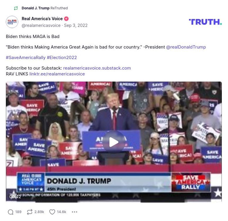 Post image from Donald Trump