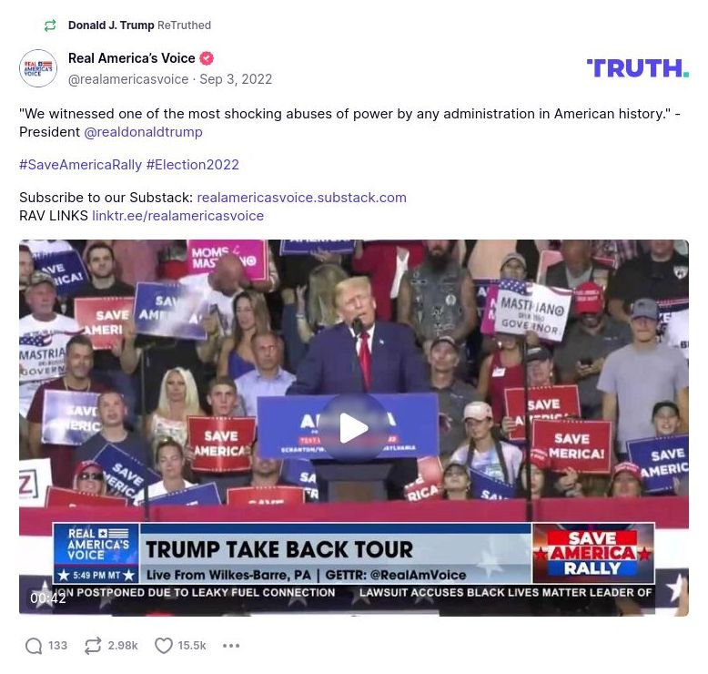 Post image from Donald Trump