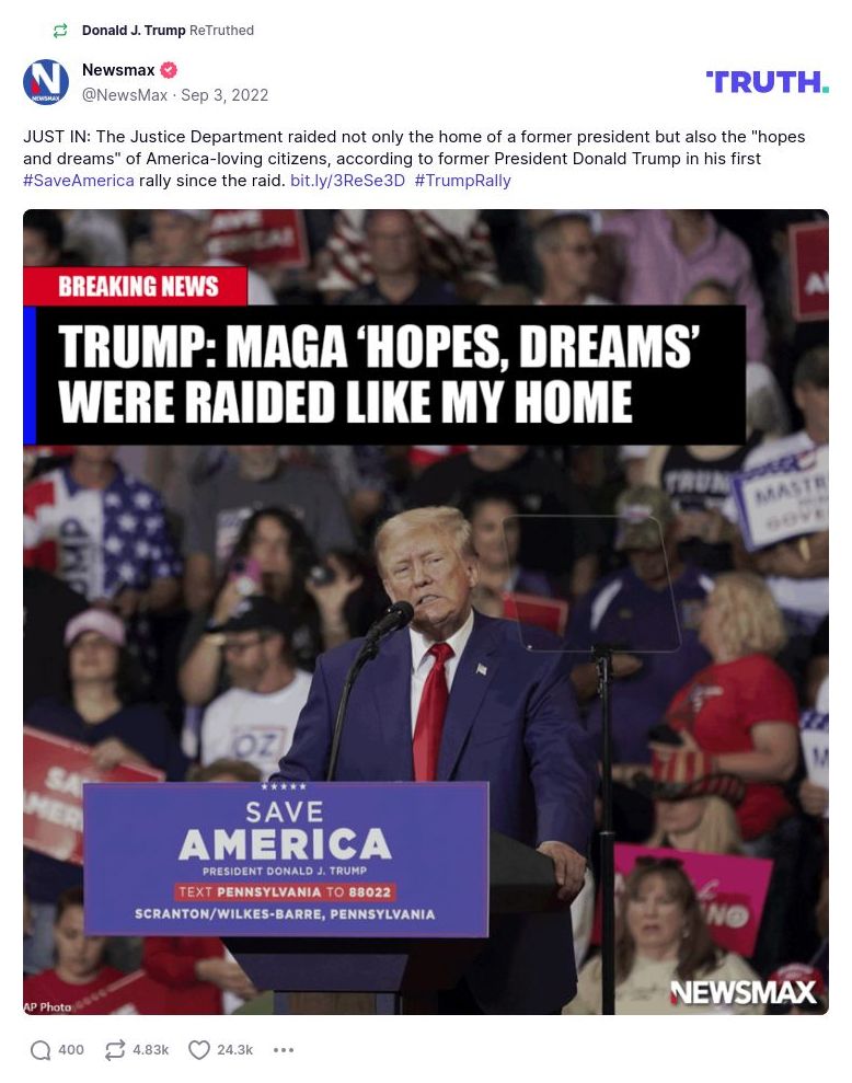 Post image from Donald Trump