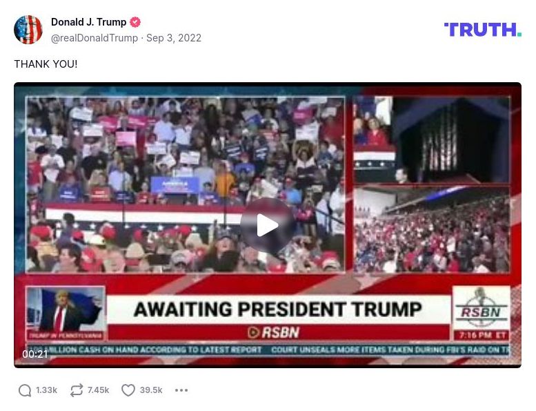 Post image from Donald Trump