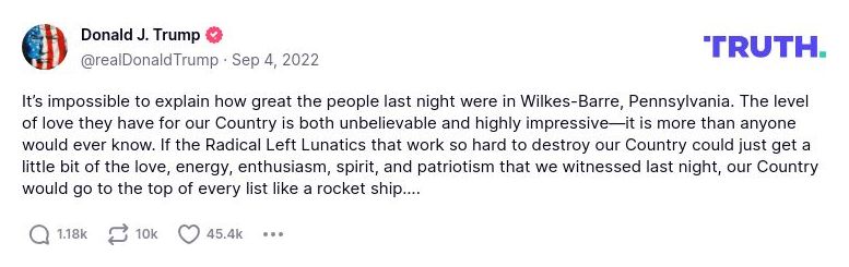 Post image from Donald Trump