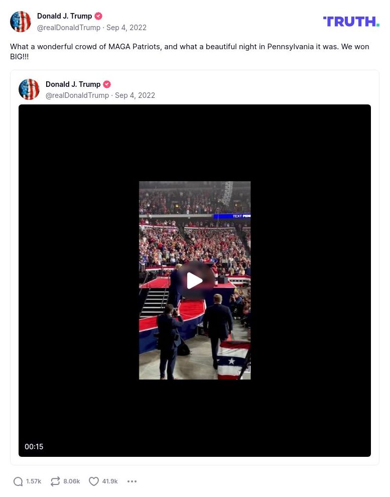 Post image from Donald Trump