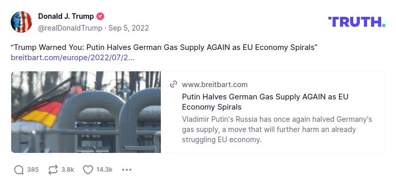 Post preview from Donald Trump