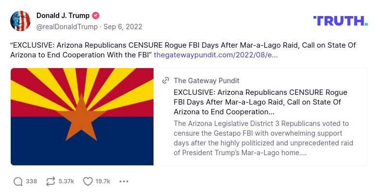 Post image from Donald Trump