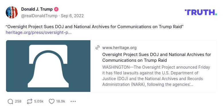 Post image from Donald Trump