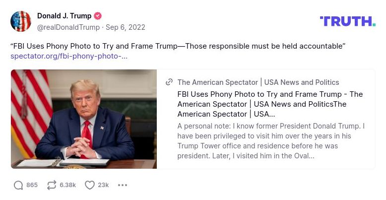 Post image from Donald Trump