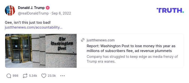 Post image from Donald Trump