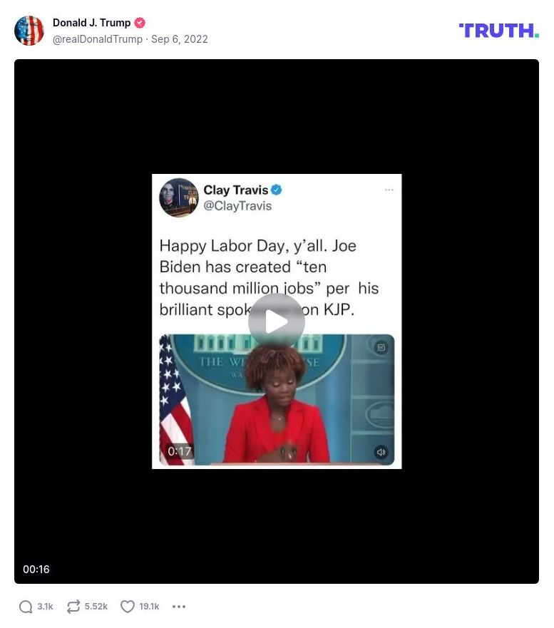 Post image from Donald Trump