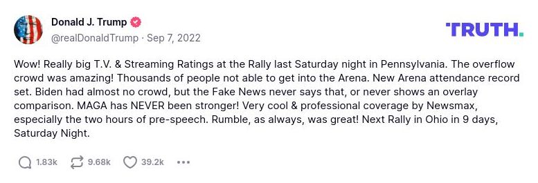 Post image from Donald Trump