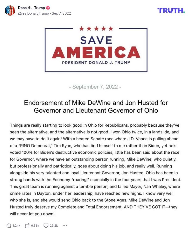 Post image from Donald Trump