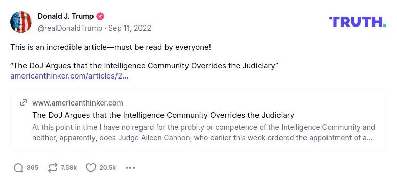 Post image from Donald Trump