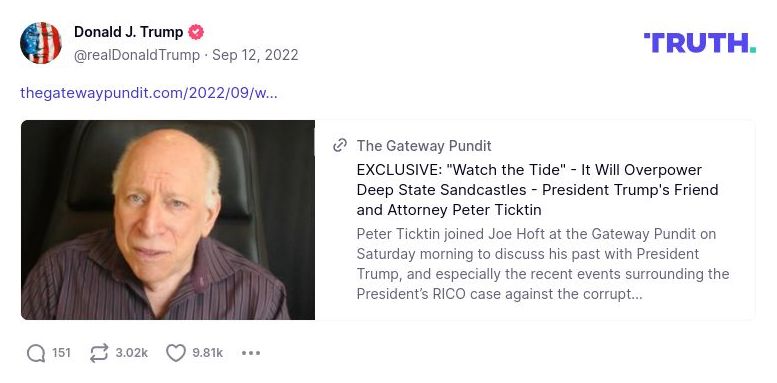 Post image from Donald Trump