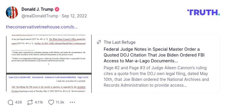 Post image from Donald Trump