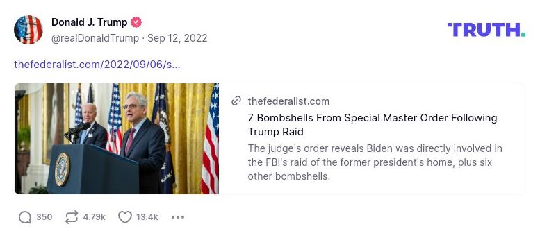 Post image from Donald Trump