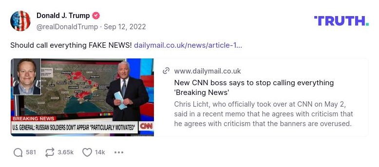 Post preview from Donald Trump