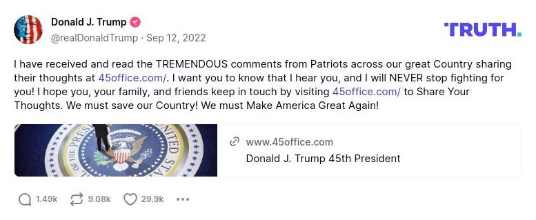 Post image from Donald Trump