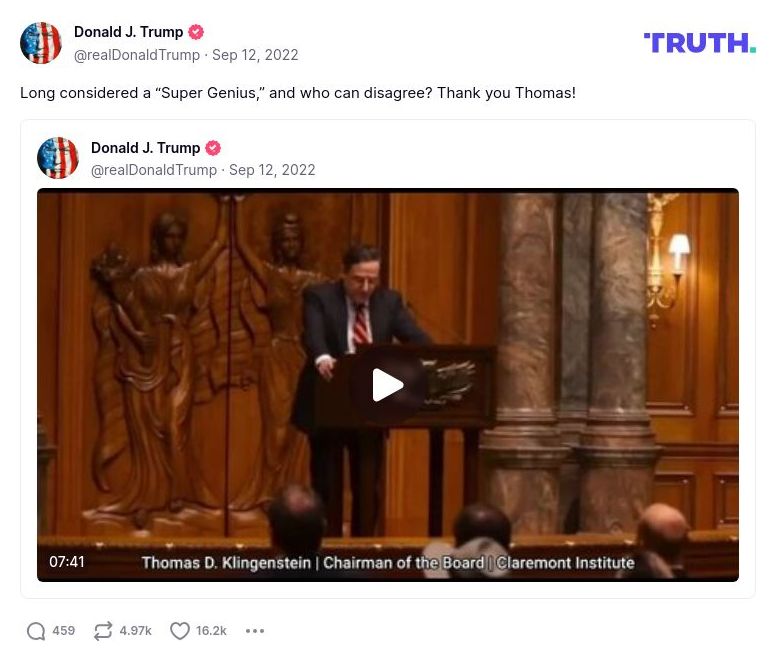 Post image from Donald Trump