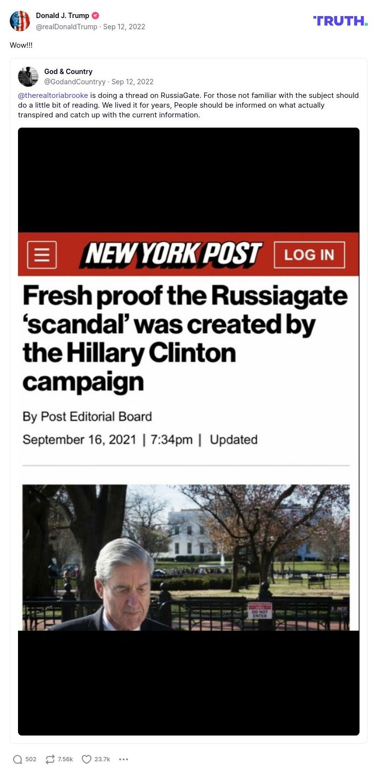 Post image from Donald Trump