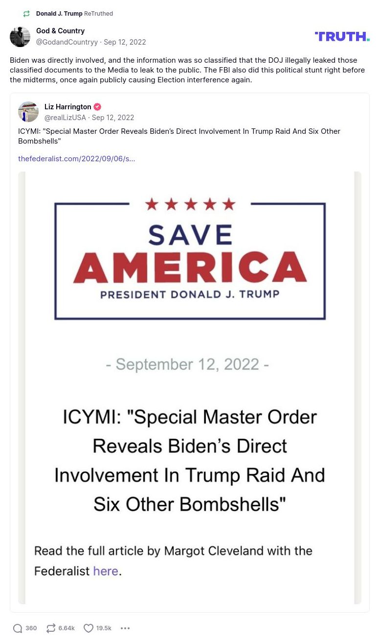 Post image from Donald Trump