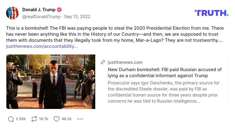 Post preview from Donald Trump