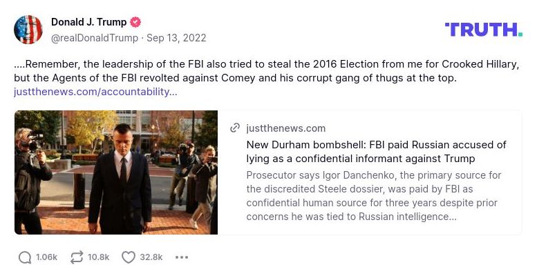 Post preview from Donald Trump