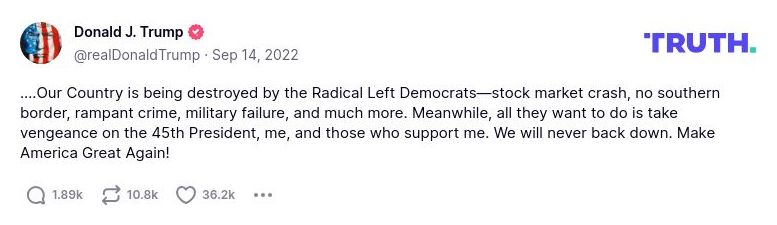 Post image from Donald Trump