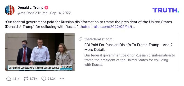 Post image from Donald Trump