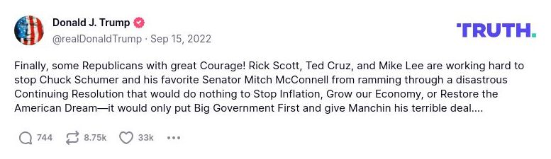 Post preview from Donald Trump