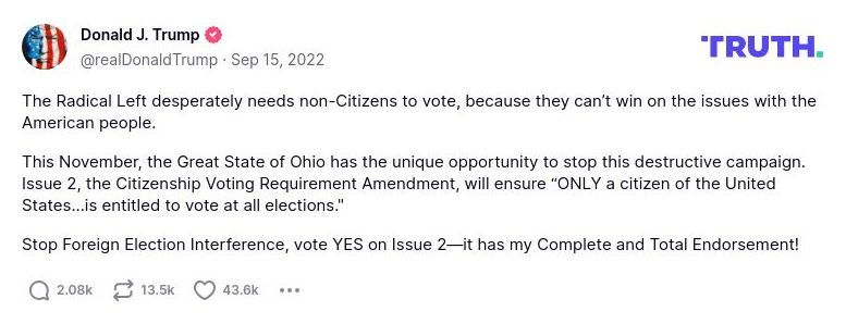 Post image from Donald Trump