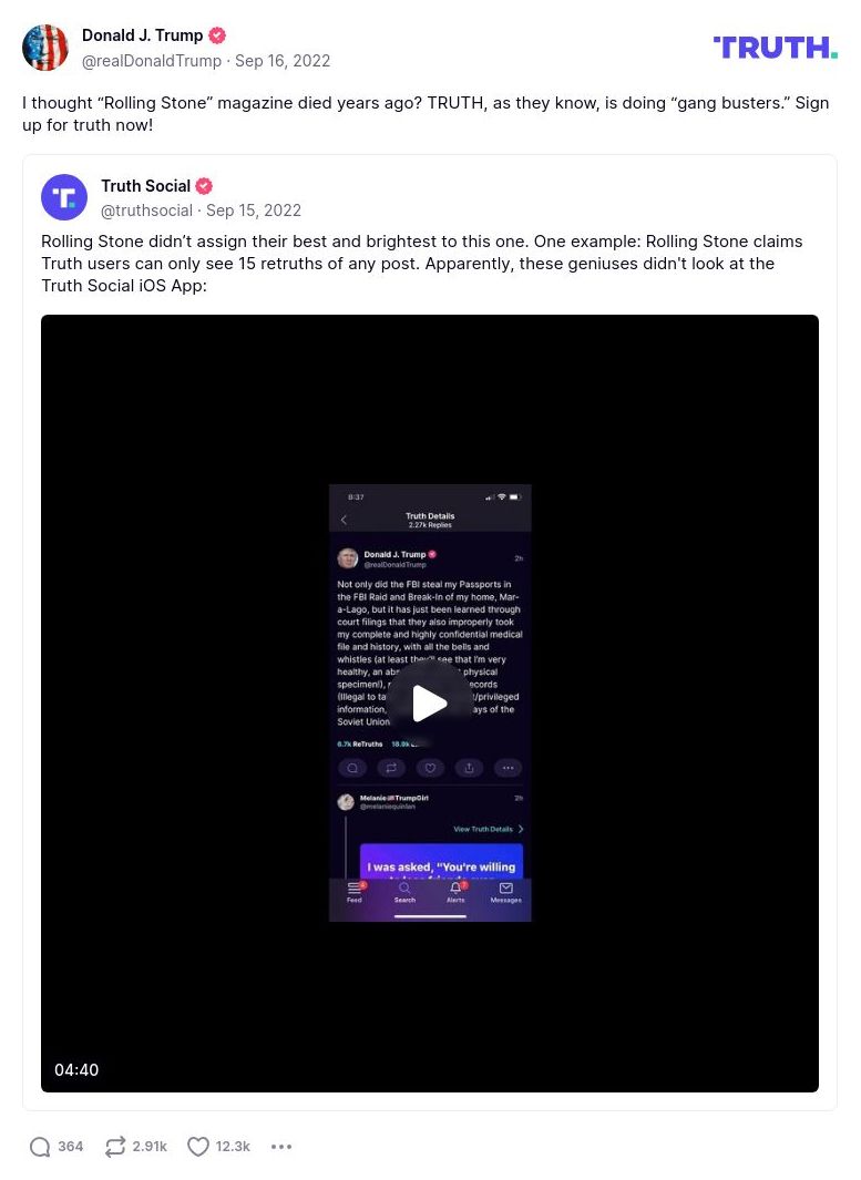 Post image from Donald Trump