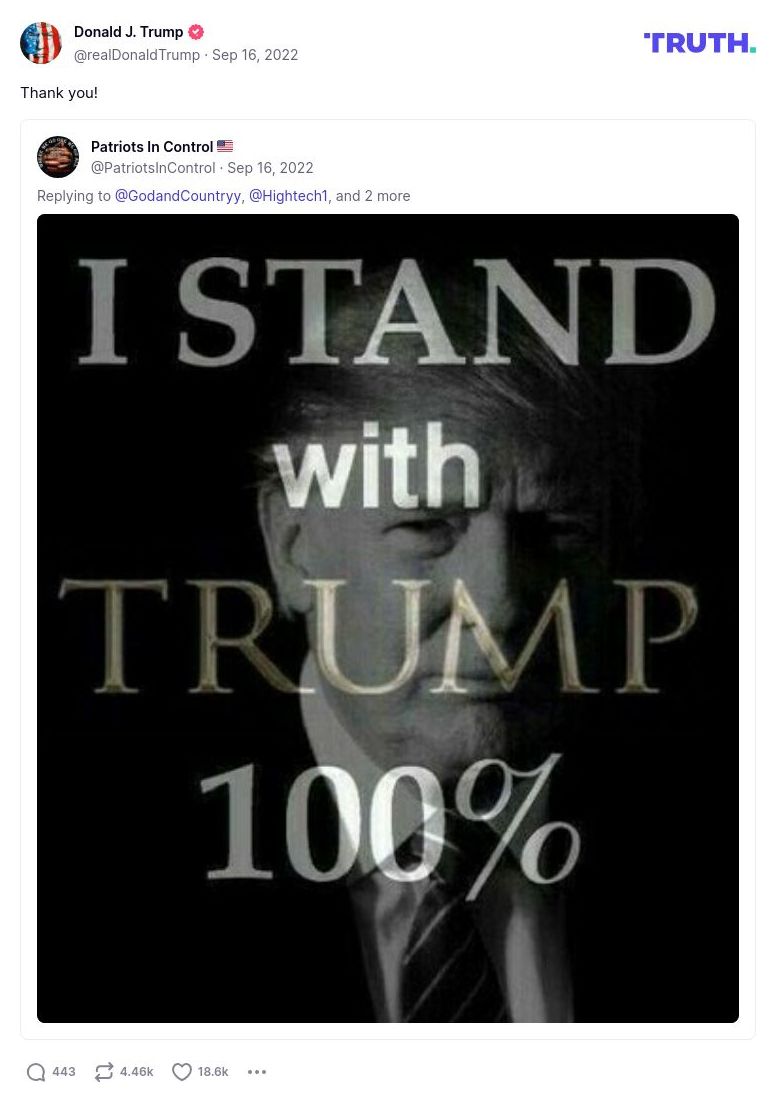 Post image from Donald Trump