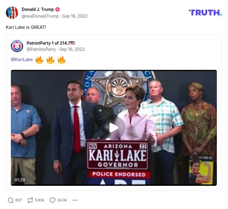 Post image from Donald Trump