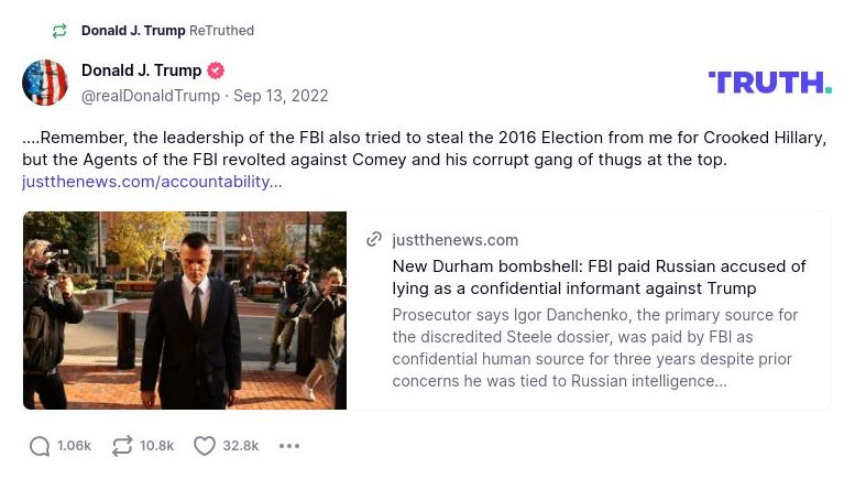 Post preview from Donald Trump