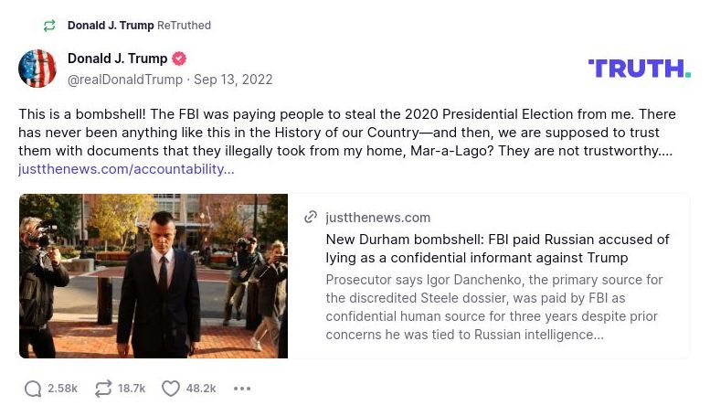 Post preview from Donald Trump