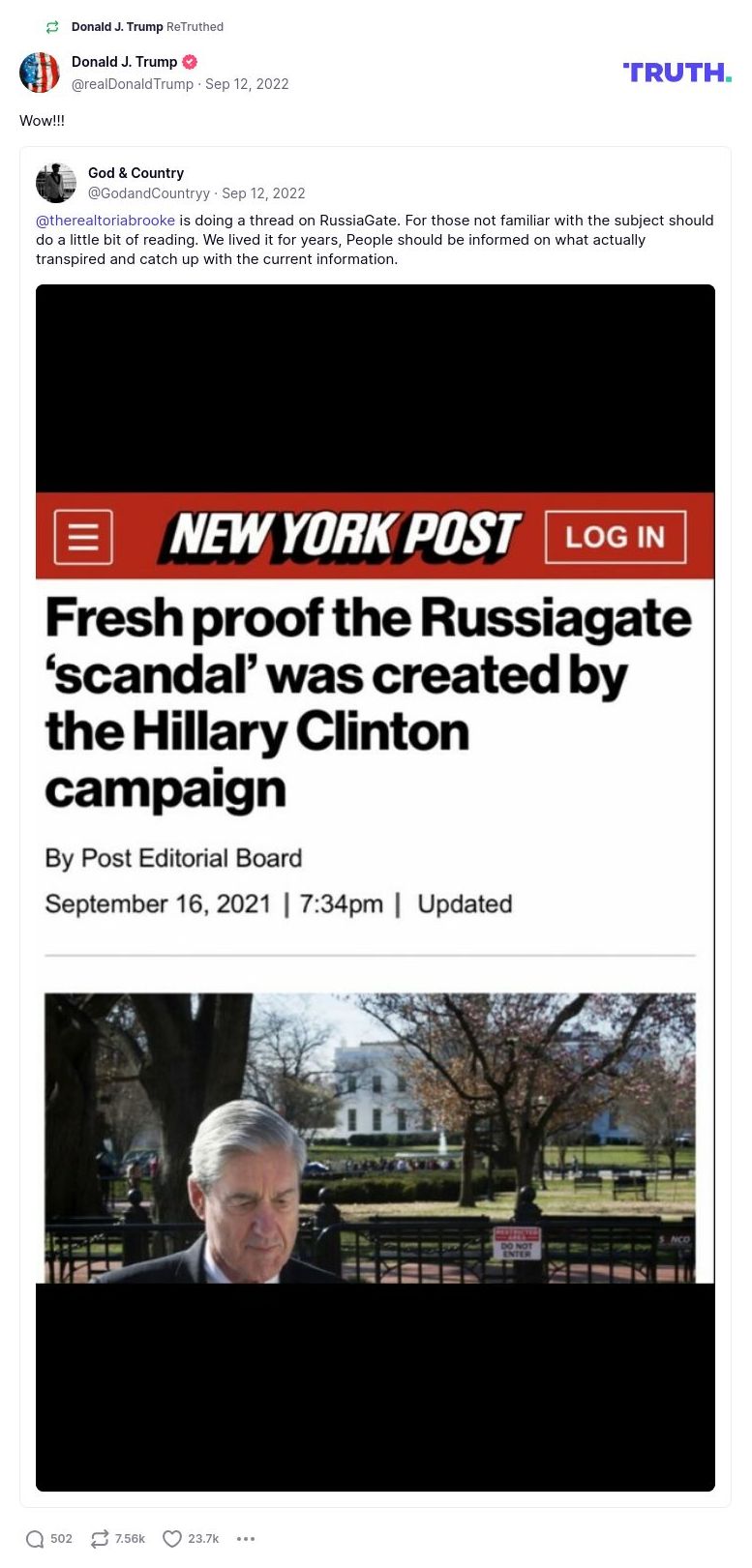 Post image from Donald Trump