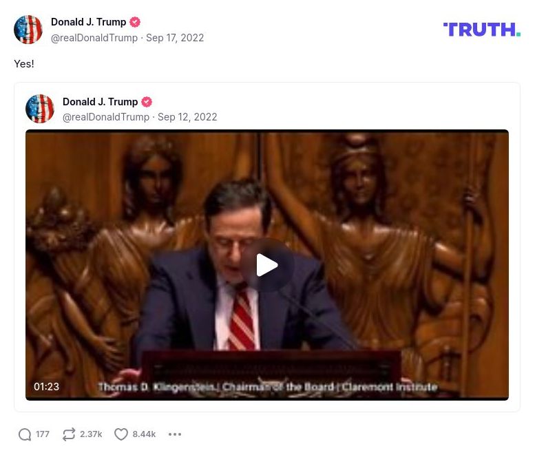 Post image from Donald Trump