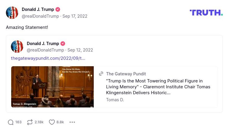 Post image from Donald Trump