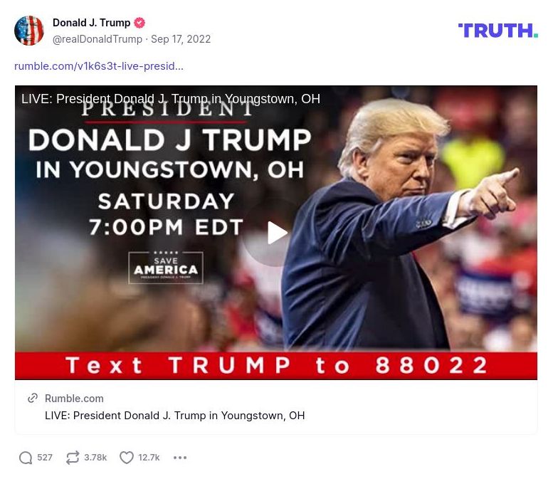 Post image from Donald Trump