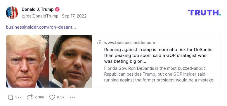 Post image from Donald Trump