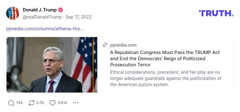 Post image from Donald Trump