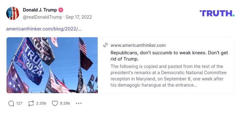 Post image from Donald Trump