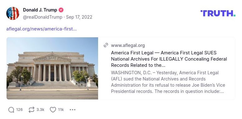 Post image from Donald Trump